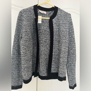 LOFT Black/White Sweater Jacket with Tags